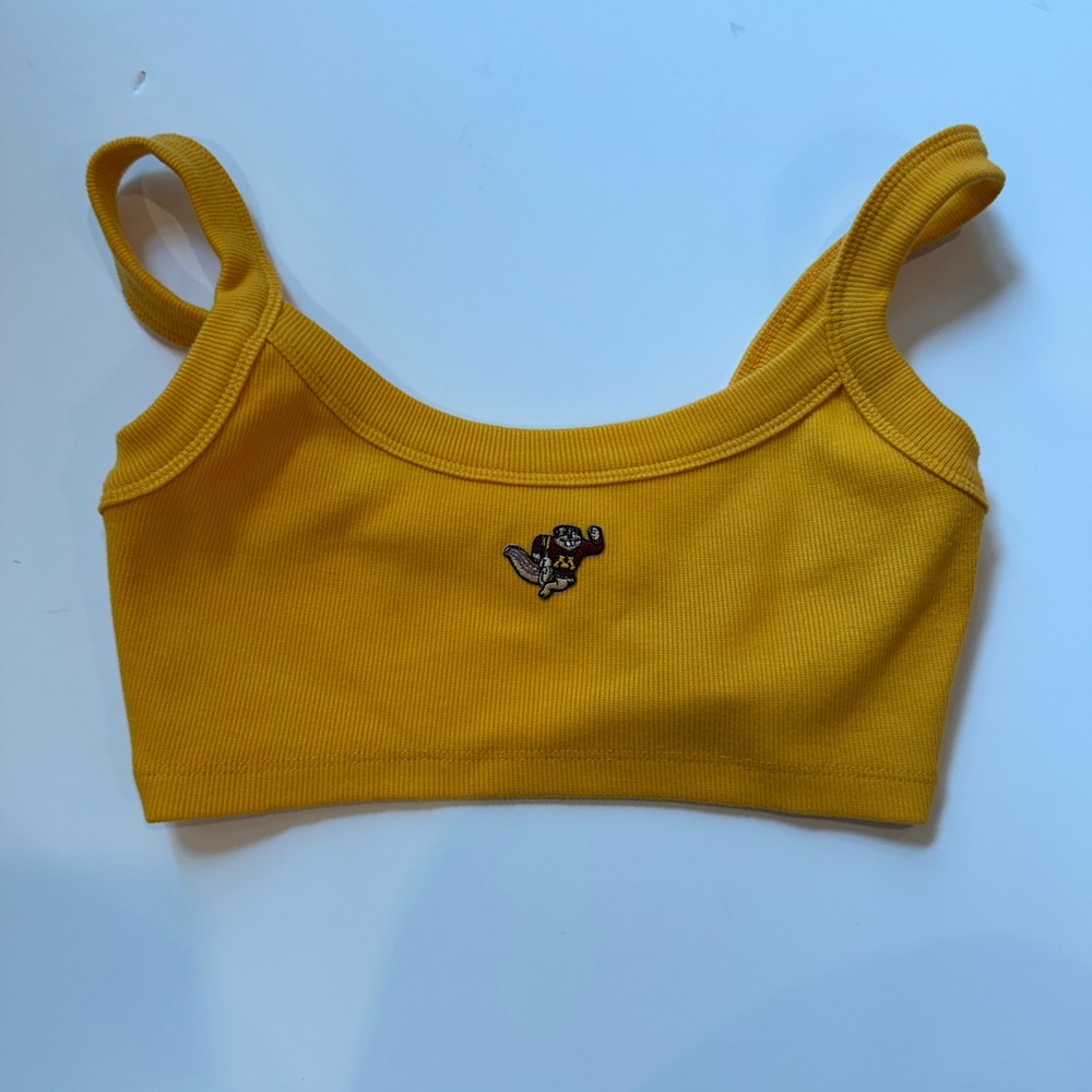 University of Minnesota Gophers Gold Ribbed Crop Top Goldy Gopher Small S10372
